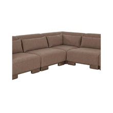 NADAAL STUDIOS Quinlan Modular Sectional, Polyester Performance Fabric, Oak Veneer Base, Modular Components, Foam Feather Fiber Fill, Dark Brown