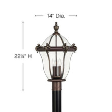 Hinkley San Clemente Three Light Outdoor Post Top Lantern Copper Bronze