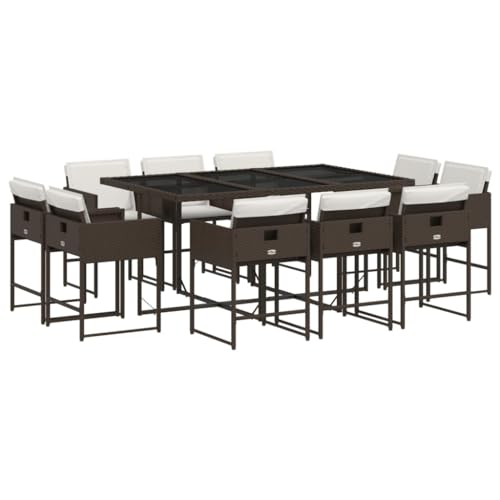 AMBERARD Patio Dining Set Set of 10 Brown Furniture Set