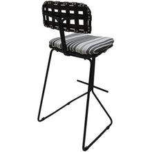 Pemberly Row Outdoor/Indoor Metal Pub Set, 30 in Bar Height Stool, Gray Fabric, Black Powder-Coated Frame, Durable Welded Design, UV-Resistant, Non-Swivel Stools for Patio, Deck, or Porch Dining