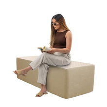 FDP 24" x 60" Rectangle Oversized Outdoor Ottoman Featuring Sunbrella Two-Tone - Weather-Resistant, Fade-Resistant, Assembled Patio Furniture for Backyard, Poolside Seating, 18" H - Flax/Sand