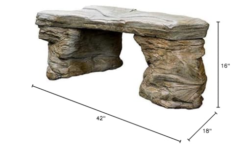 Athena Garden Inc. Cast Stone Petrified Rock Bench Outdoor Garden Decor Natural