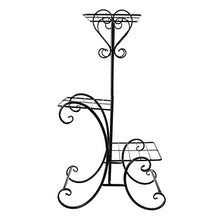 3 Tier Iron Plant Stand Flower Pots Rack Display Shelf Home Decoration Potting Ladder (Color : Black, Size : 60.00X33.00X17.50cm)