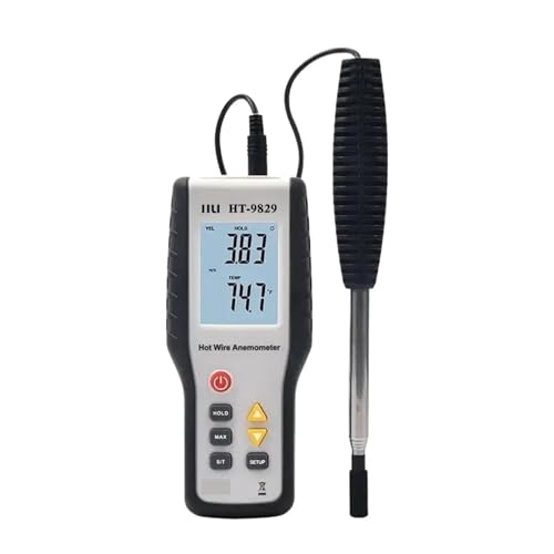 Hot Wire Anemometer, HT9829 Handheld Air Flow Meter Measure Air Velocity Volume Temperature 5 Units HVAC Anemometer