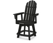 POLYWOOD® Vineyard Curveback Adirondack Swivel Counter Chair in Black