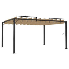 HKTMGDNG 9.8x13.1 Ft Louvered Gazebo Aluminum Outdoor Pergola Taupe
