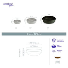 Crescent Garden Extra Large Outdoor Planter Bowl with Drain Hole for Water Gardens, Fountain, Landscaping - 40" W x 15" H (Caviar Black)