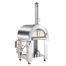 Empava Pizza Oven Outdoor,Wood Fire & Propane Gas Dual Fuel with Wheels and Accessories in Stainless Steel for Restaurant,Backyard, Garden, Patio, Camping, 39 Inch, Silver