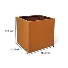 GZGNEEVL Corten Steel Planter Box 32 Inch Large Square Cube Rustic Metal Outdoor Planter