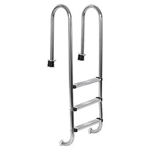 Swimming Pool Escalator 304 Stainless Steel 3-Step Anti-Skid Tread Pedal Swimming Pool Safety Launching Bracket handrail Climbing Ladder (Silver 157cm)