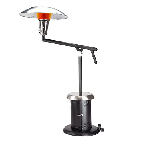 Cuisinart Perfect Position Propane Patio Heater, 38,200 BTU Powerful Directional Stainless Steel Outdoor Heater with Hidden Tank and Drink Table, Swivel Arm and Reflective Heat Shield