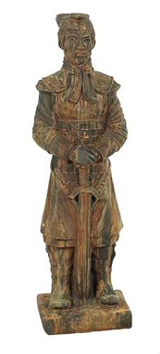 Solid Rock Stoneworks Chinese Warrior Concrete Statue – 30" H x 9" W x 7" D – Oriental Garden Decor – Asian-Inspired Outdoor Sculpture – Handcrafted Solid Concrete – Made in USA