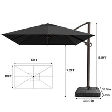 OROTLECT 153'' X 116'' Rectangular Cantilever Umbrella With Crank Lift, Counter Weights Base Included