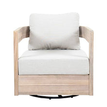 Christopher Knight Home Telluride Outdoor Swivel Club Chair Set with 27.5 Inch Round MGO Coffee Table, 4 Acacia Wood Patio Chairs with Beige Cushions and Black Base Outdoor Furniture Set, Light White
