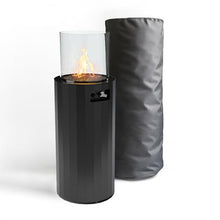 Planika BINO Outdoor Gas Fireplace - Fire Column with Glass Shield for Patio or Gardens (Outdoor Cover Incl) (Black)