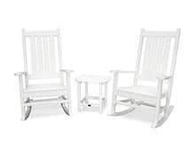 POLYWOOD Vineyard 3-Piece Rocking Chair Set White - Outdoor Patio Furniture Set with Side Table - Front Porch Rocking Chairs - Premium HDPE Lumber Construction - Classic American Style