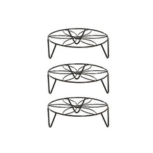 Pot and Pan Organizer 3pcs Garden Balcony Free Standing Hollowed Out Indoor Outdoor Wrought Iron Plant Shelf Stable Flower Stand Durable Living Room (Color : Black)