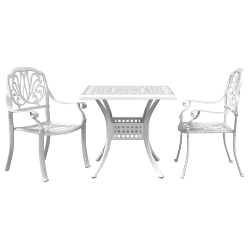 HGFDVCMR 31.5 Inch White Cast Aluminum Square Bistro Table, Patio Table