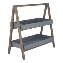 Safavieh Outdoor Collection Danser 2-Tier Shelf Dark Walnut/Grey