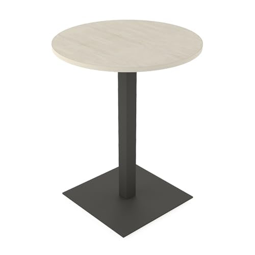 2 Person small Bistro Height Round Shaped Table with Square Base | Harmony Series Standing Height Meeting Table for Offices and Breakrooms | Scratch -Resistant Laminate | Lakeland Salt | 36"D x 36" W