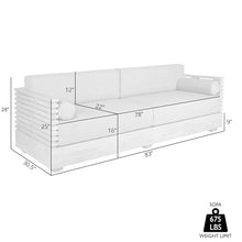 Armen Living Vivid Outdoor Patio Sofa in Light Eucalyptus Wood with Taupe Olefin Cushions