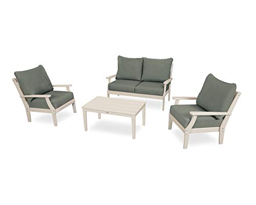 POLYWOOD® Braxton 4-Piece Deep Seating Chair Set in Sand/Cast Sage