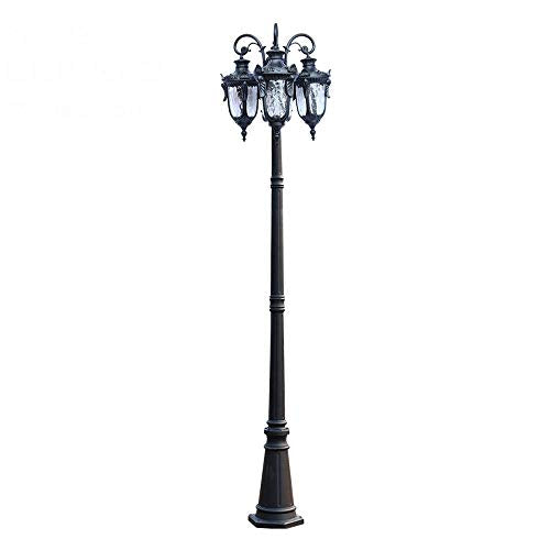 Lights Outdoor Courtyard Light E27 Tradition Glass Lantern Aluminum Street Light 3-lights Outdoor Waterproof Column Lamp Community Garden Aisle Lawn Ground Light Outside Road High Pole Lamp Pillar Lig