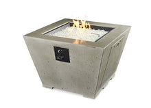 Outdoor GreatRoom Co Propane Fire Pit Table - Cove Gas Fire Pits for Outside Patio - 37 Inch Square Concrete Firepit Fire Table with Glass Tabletop Cover, Tempered Clear Gems, Riser Kit, 80,000 BTU