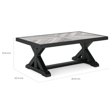 Benjara BM315959 Tira 48 Inch Outdoor Coffee Table, Tile Top, Light Finish, Black and Gray