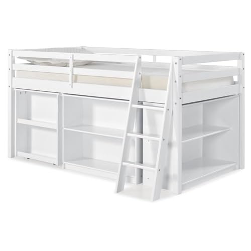 Rosebery Kids Junior Loft Bed with Desk & Bookcase White