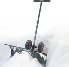 XIVUIFOI Snow Shovel for Snow Removal, Adjustable Wheeled Snow Pusher Heavy Duty Rolling Snow Plow Shovels w/29'' Blade,Removal Tool w/Adjustable Handle