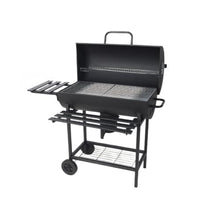 YEWASTI Large Charcoal Grill with Wheels, Outdoor BBQ Grill and Barrel Smoker, Portable Folding Side Table for Backyard, Camping, and Patio Parties