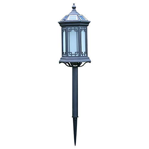 Dntum Retro Lantern Outdoor Waterproof Lawn Lamp, Community Glass Lamp Street Lamp Victorian Outdoor Waterproof Floor Lamp Column Lamp Villa Park Lamp E27 Street Lamp,A,Wiring Type,A-Solar