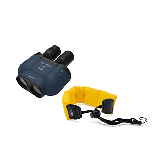 Fujifilm TS-X 1440 Techno Stabi Binoculars Navy Bundle with Waterproof Floating Camera Strap Yellow