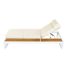 4 PCS Outdoor Acacia Wood Chaise Lounge with Cushions for Poolside, Lawn