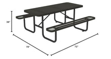 Norwood Commercial Furniture Open Air Series 6' Solid Writable Surface Rectangle Picnic Table with Benches, Commercial-Grade Steel Portable Outdoor Picnic Table