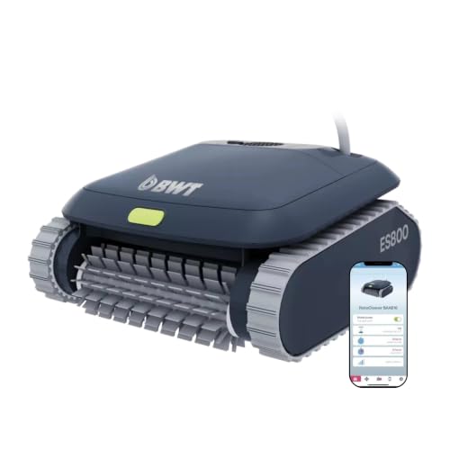 BWT ES800 Corded Pool Robot - Automatic Robotic Pool Cleaner with App Control, 4000 GPH Suction, Smart Gyroscopic Navigation, Wall & Waterline Scrubbing for Pools up to 49 Ft