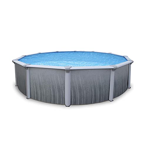 Blue Wave Martinique 27-Feet Round 52-Inch Deep Metal Wall Pool Package Metallic
