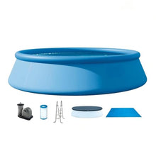 18ft x 48in Inflatable Round Outdoor Above Ground Swimming Pool Set, Blue