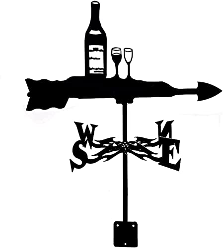 Wind Vane Retro Weather Wine Weathervane Iron Weathervane Metal Iron Vane Garden Patio Yard Ornament Decoration Weathervane Wine a (Wine a Normal) (Wine B normal)