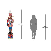 Design Toscano Illuminated Bavarian-Style Giant LED Christmas Nutcracker Soldier Statue Full Color