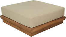 Meridian Furniture 111Tan-Ott Mirella Collection Modern | Contemporary Outdoor Patio Modular Ottoman with Solid Teak Wood Frame, Water Resistant Fabric, 37" W x 38" D x 14" H, Tan