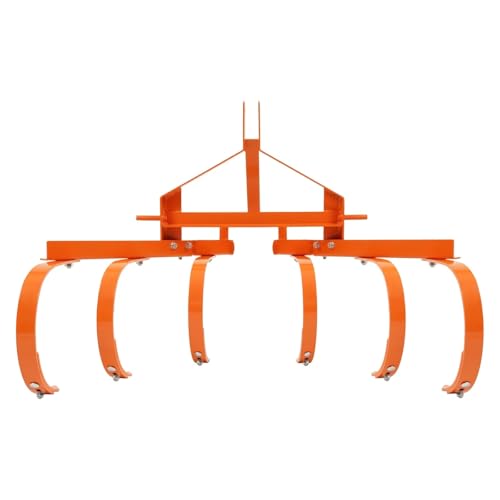 FarmPro Adjustable Cultivator with 6 Spring Steel Shanks and 3 Point Quick Hitch for Tractors 18-40 Inch Working Width Garden Farm Implement Attachment
