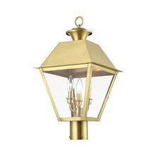 Livex Wentworth 3 Light Large Outdoor Post Top Lantern 22 Inches Tall Natural Brass