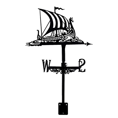 Weather Vane Metal Weathervane with Roof Mount Viking Battleship Motorcycle Weathercock Flying Roof Garden Metal Decorations for Outdoor Farm Yard Mount Yard (Style 5) (Style 1)