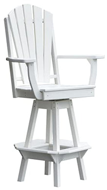 Furniture Barn USA Poly Lumber Adirondack Swivel Bar Chair with Arms White