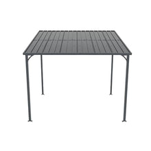 8x10 FT Wall-Mounted Galvanized Steel Pergola with Metal Roof, Heavy Duty Outdoor Patio Cover, Reinforced Support Columns, Sloped Drainage Roof, Backyard Shelter for BBQ, Garden, Lounge Area