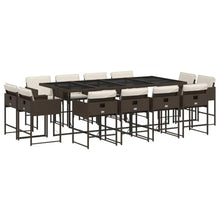 LKJephalotrope 13 Piece Patio Dining Set with Cushions, Brown PE Rattan Outdoor Furniture with Large Tempered Glass Table and 12 Space-Saving Chairs for Backyard and Garden