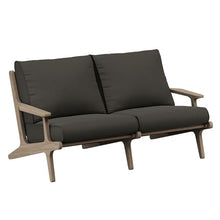 Modway Saratoga Teak Outdoor Patio Loveseat in Weathered Gray Flint – 2 Seater Outdoor Couch with Weather-Resistant Cushions – Wooden Porch Loveseat