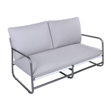 Christopher Knight Home Outdoor Patio 2-Seater Aluminum Loveseat with Water-Resistant Cushions, Modern Metal Frame Sofa with Thick Removable Cushions for Balcony, Backyard, Garden and Deck, Light Gray